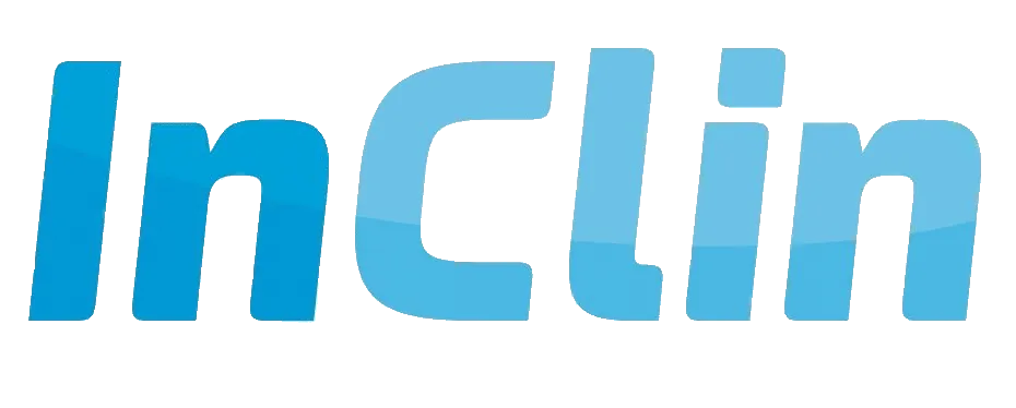 The image displays InClin in a gradient blue font.